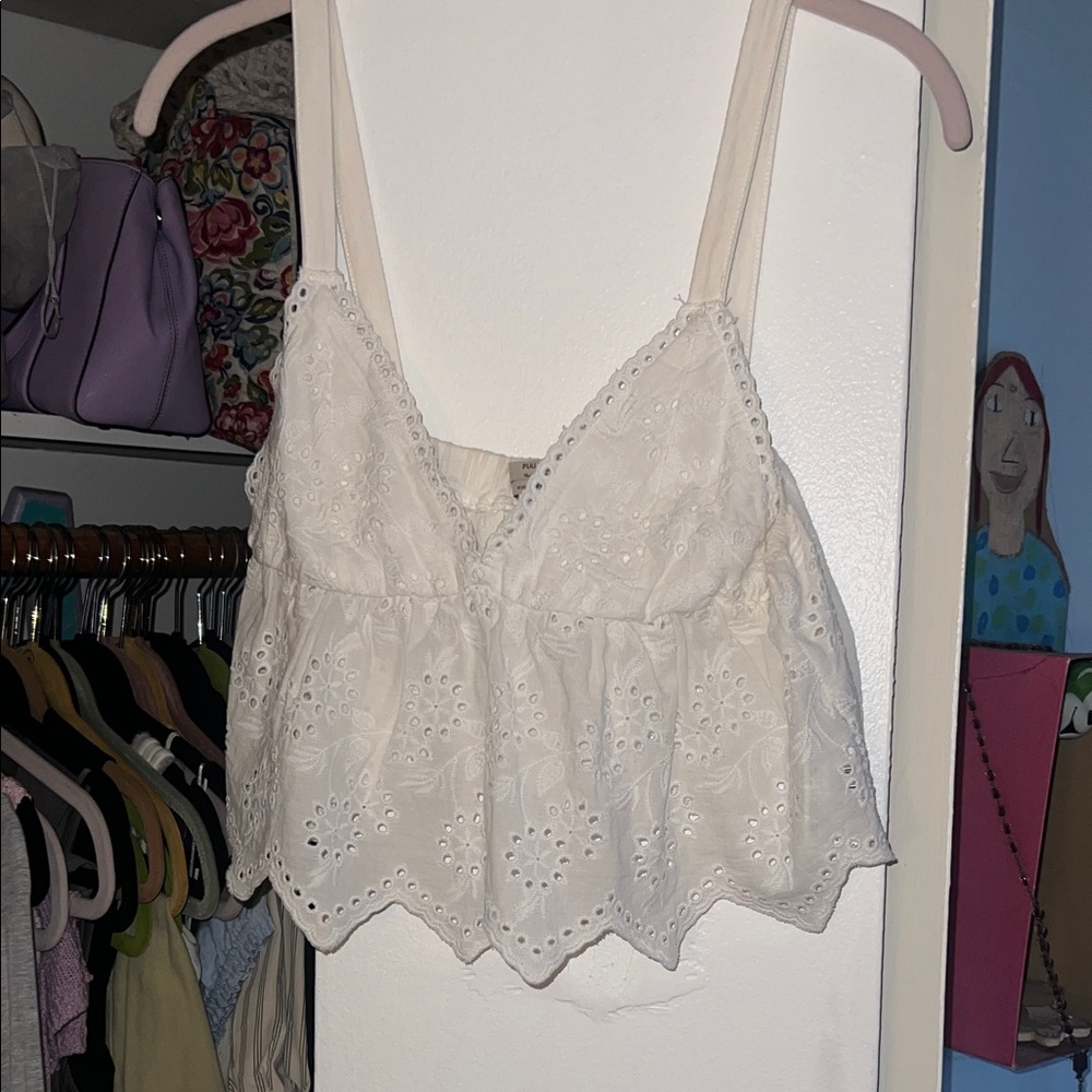 Pull&Bear Cream Eyelet Lace Tunic